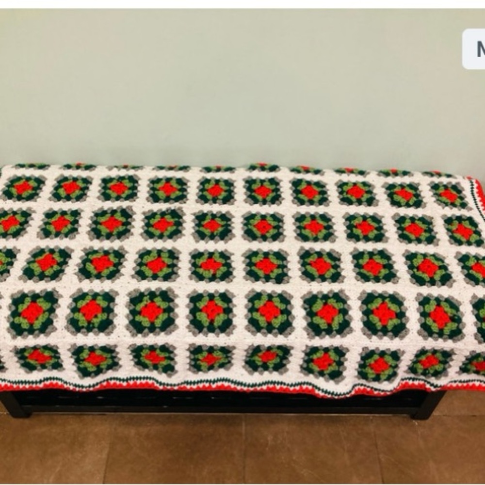 Gorgeous Handmade Crochet Granny Square Holiday Blanket